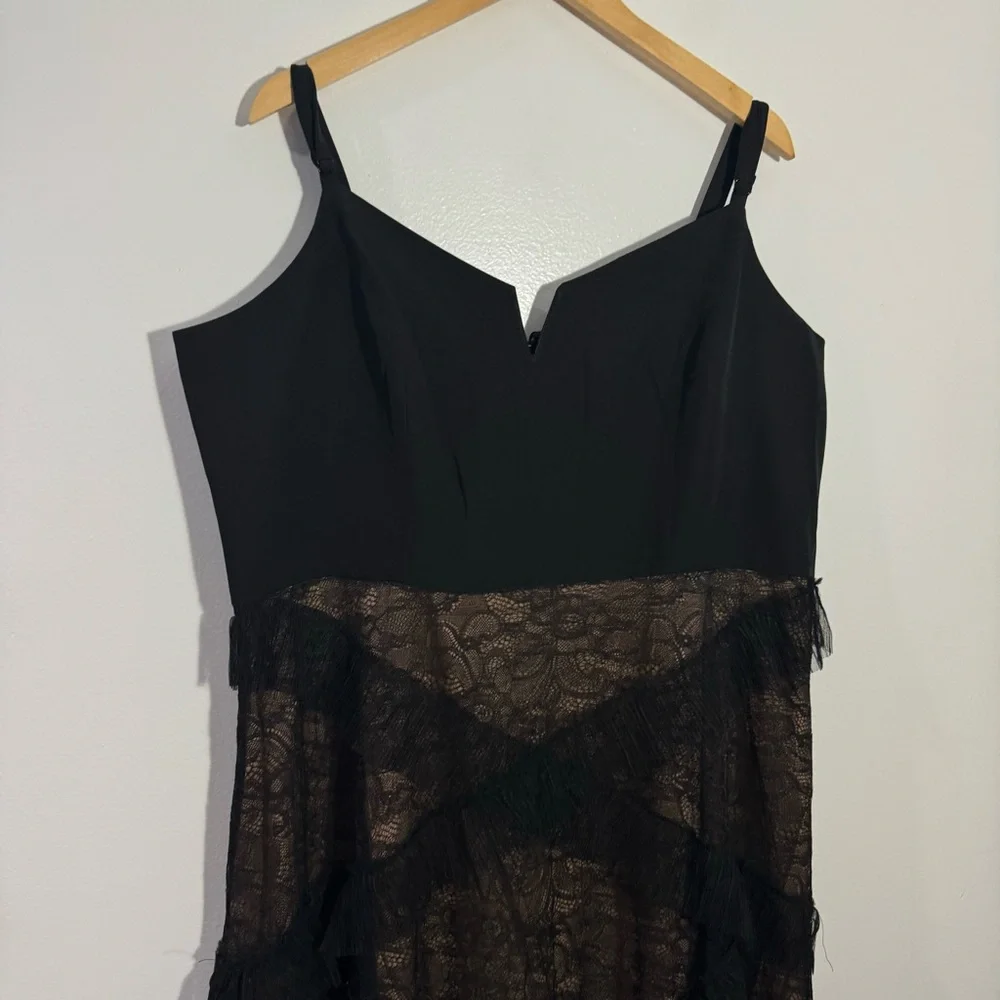 NWT City Chic Sexy Ruffle Maxi Dress Black L/20 Evening Party Romantic Lace - Picture 3 of 13